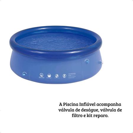 Imagem de Piscina Borda Inflável PVC 1.000 Litros Cor Azul Com Kit Reparo MOR - 001048