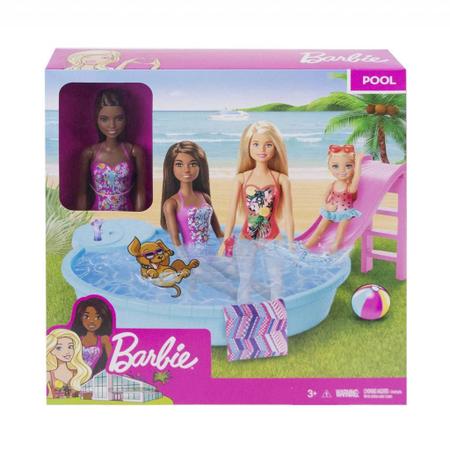 Barbie Piscina Glam com Boneca Negra GHL92 - Mattel - Happily Brinquedos