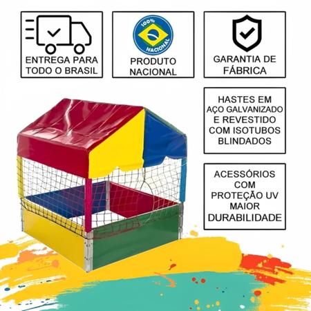 Imagem de Piscina de Bolinhas Barraquinha Casinha + Gangorra 1 Lugar Colorida Nacional Premium