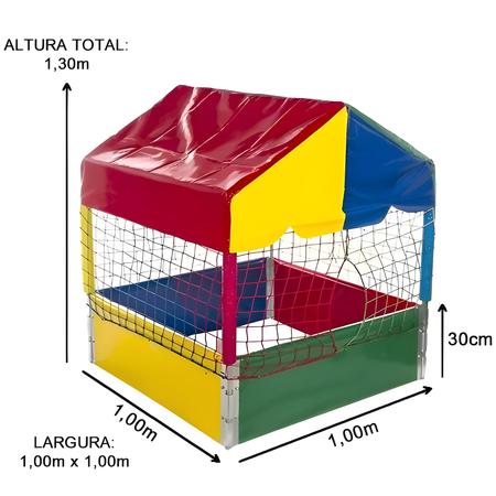 Imagem de Piscina de Bolinhas Quadrada 1,00m Casinha Barraquinha Infantil Premium