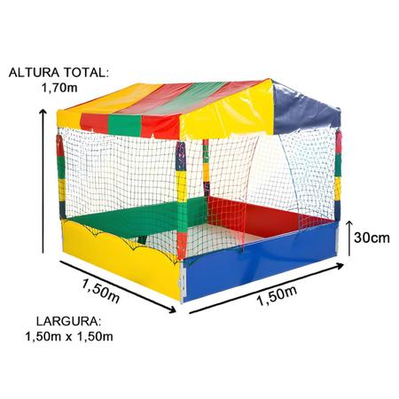 Imagem de Piscina de Bolinhas Quadrada 1,50m Casinha Barraquinha Infantil Colorida