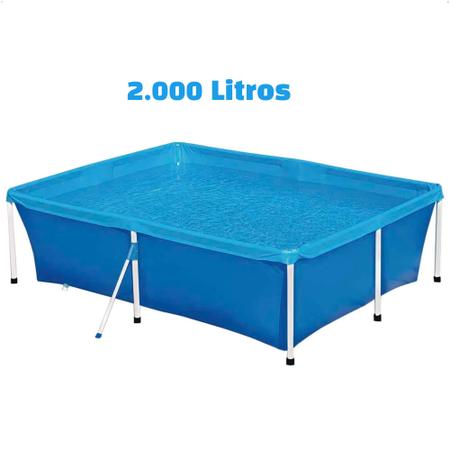 Imagem de Piscina Estruturada Retangular 2000 Litros PVC 2,11m x 1,64m x 58cm Cor Azul MOR - 1004