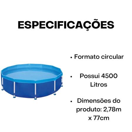 Imagem de Piscina Estrutural Redonda Aço Azul 4500 Litros 2,78m x 77cm 1007 - Mor