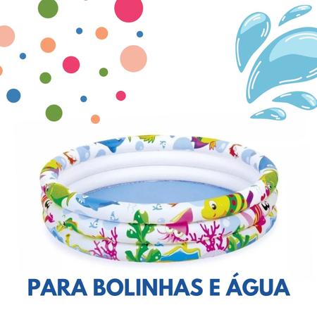 Imagem de Piscina Infantil 3 Anéis 100L Inflável Para Bolinhas E Água Piscina Para Criança 