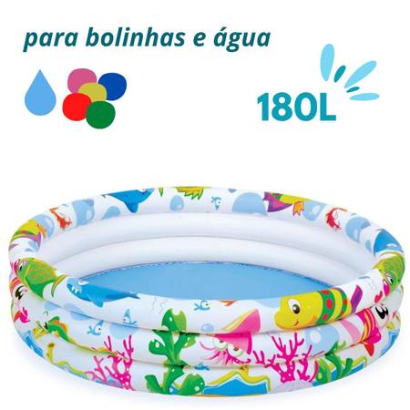 Imagem de Piscina Infantil 3 Anéis 180l Inflável Para Bolinhas E Água