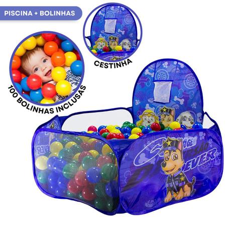 Piscina de Bolinhas Infantil Azul Patrulha Cães e 100 Bolinhas - Dobrável  Portátil com Cesta para Crianças Basquete : : Brinquedos e  Jogos