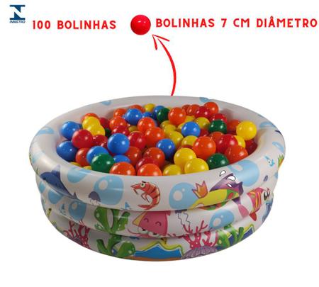 Imagem de Piscina Infantil Inflável 180 Litros Colorida 100 Bolinhas