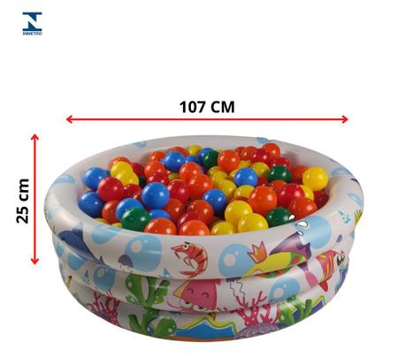 Imagem de Piscina Infantil Inflável Wellmix Redonda 180 Lts Com 100 Bolinha 3 Anéis