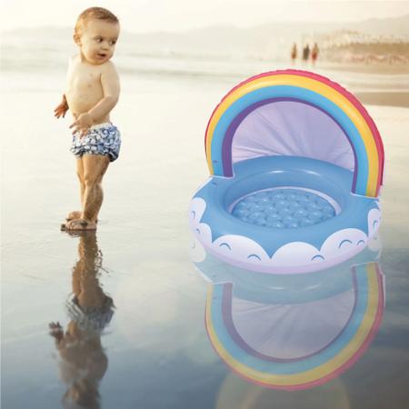 Imagem de Piscina Inflável Infantil Arco Iris com Cobertura 40 Litros Jilong