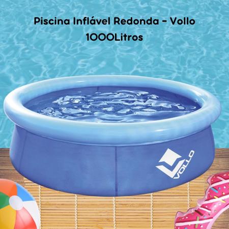 Imagem de Piscina Inflavel Infantil Rendonda 1000 Litros + Kit Bola Inflavel + Boia Inflavel Vollo