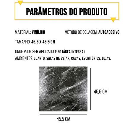 Imagem de Piso Vinílico Mármore Preto Autocolante Fácil Instalar 45,5 x 45,50 cm / Caixa 1 M²