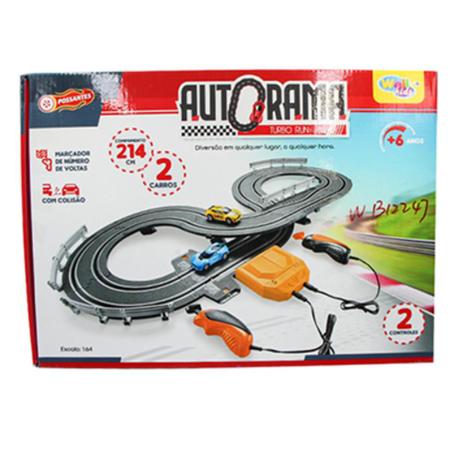 AUTORAMA ELETRICO AUTO PISTA DE CORRIDA COM 2 CARRINHOS 2 CONTROLES REMOTO  INFANTIL 33 PECAS 83CM