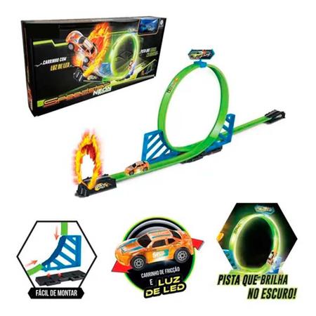 Pista Carrinho Brinquedo Neon Looping Brilha No Escuro Pk005