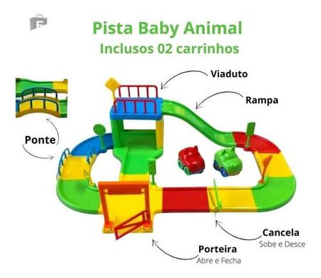 Pista Baby Animal com 2 Carrinhos - Brincar & Crescer - DIVPLAST - Lojas Rao