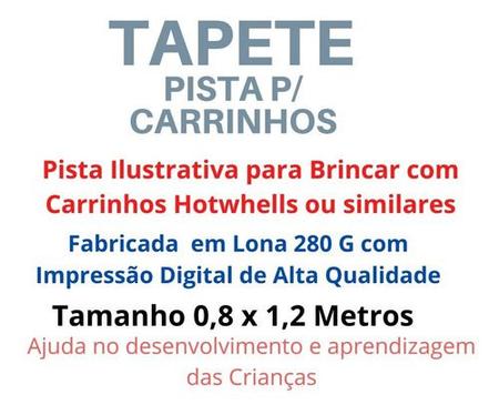 Tapete Lona Ilustrativo Pista de Corrida Brincar Carrinhos