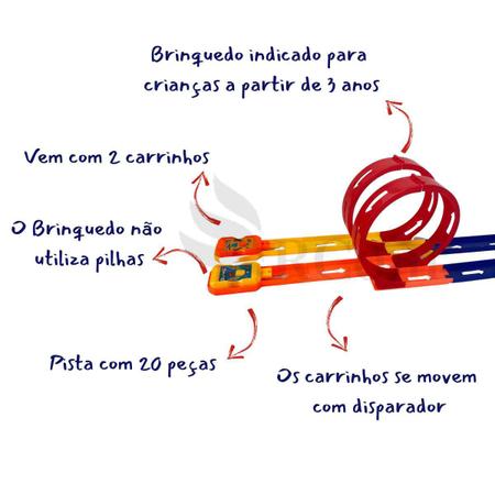 Imagem de Pista De Carrinho Speed Looping Pica-Pau 360º Com Lançador Automático Alta Velocidade Crianças +3 Anos