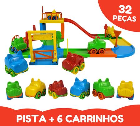 Pista De Carrinhos Brinquedo Corrida Infantil + 6 Carrinhos