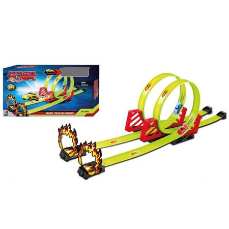 Imagem de Pista De Carrinhos Brinquedo Infantil Menino Looping 360º Tipo Hotwheels Com 2 Carrinhos a Fricção