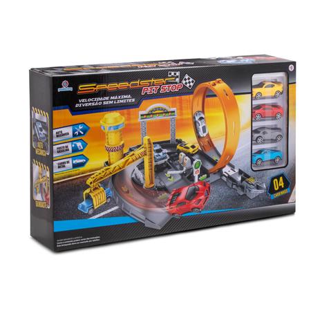 Pista de Carrinhos Helicóptero Double Park Speedster 77 Peças - Polibrinq,  PK002 - WT Promoções