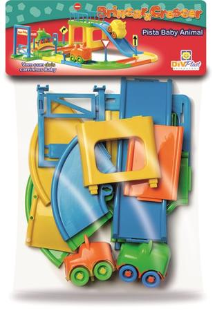 Pista De Carrinhos Infantil Pista Baby Animal + 6 Carrinhos