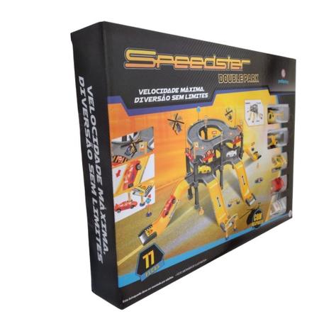 Pista carrinho helicoptero double park speedster 77 pecas