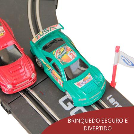 Pista De Brinquedo Corrida Com 2 Carrinhos Acelerador Manual