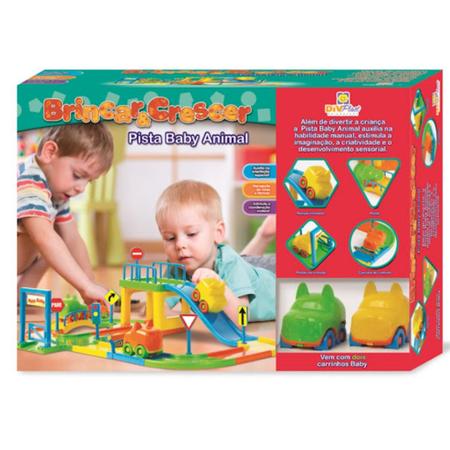 Pista de corrida Carrinhos Infantil Baby Animal com 2 Carrinhos Brinquedo - DivPlast Imagem de Pista de corrida Carrinhos Infantil Baby Animal com 2 Carrinhos Brinquedo
