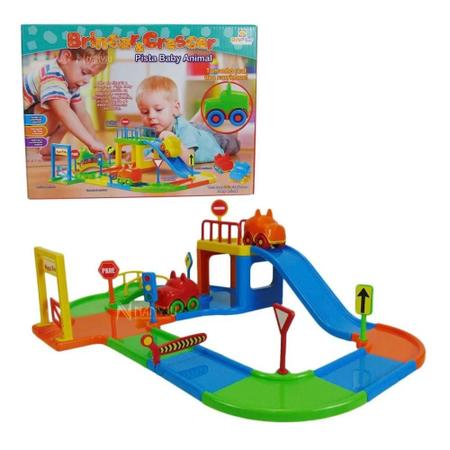 Pista de corrida Carrinhos Infantil Baby Animal com 2 Carrinhos Brinquedo - DivPlast Imagem de Pista de corrida Carrinhos Infantil Baby Animal com 2 Carrinhos Brinquedo