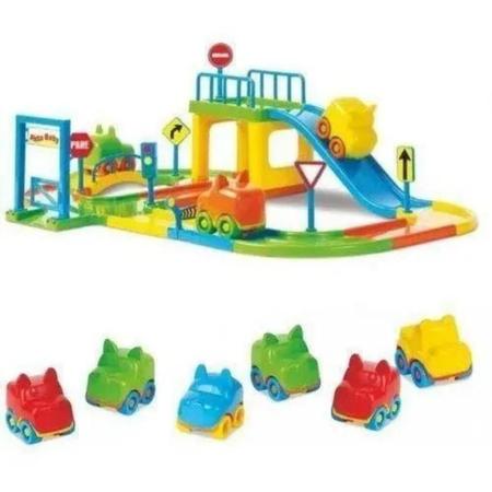 Pista de corrida Carrinhos Infantil Baby Animal com 2 Carrinhos Brinquedo - DivPlast Imagem de Pista de corrida Carrinhos Infantil Baby Animal com 2 Carrinhos Brinquedo