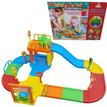 Pista de corrida Carrinhos Infantil Baby Animal com 2 Carrinhos Brinquedo - DivPlast Imagem de Pista de corrida Carrinhos Infantil Baby Animal com 2 Carrinhos Brinquedo