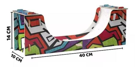 Pista rampa skate de dedo Ilustrada Finger Board Mini Skate Half