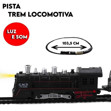Ferrorama Trem A Pilhas Máquina Locomotiva Pista Som E Luz
