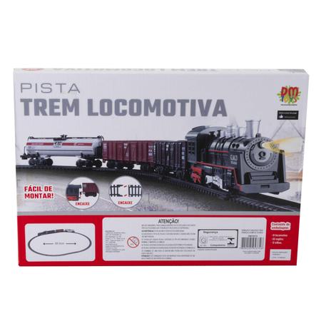 Trem Locomotiva Rei dos Trilhos - 19 peças - Amendoim Brinquedos