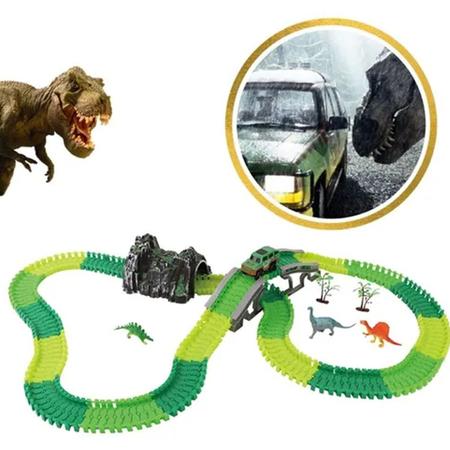 Compre Dinossauro pista ferroviária carro brinquedo dino aventura curva  estrada pista elétrica veículo ferroviário crianças meninos interação jogos  presentes de aniversário