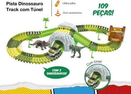 Imagem de Pista Dinossauro Track Com Tunel 109 Peças - Dm Toys