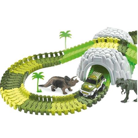 Pista de Carrinhos Dinossauros com Túnel e Acessórios Infantil 109 Peças -  Camilo's Variedades