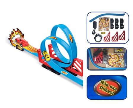 Pista Duplo Looping Brinquedo Tipo Hotwheels Pista Infantil Com Carrinho  Fricção Braskit