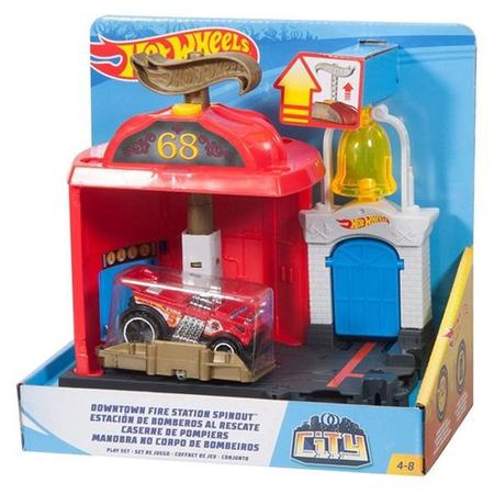 Hot Wheels City Downtown Fire Station Spinout Play Set 