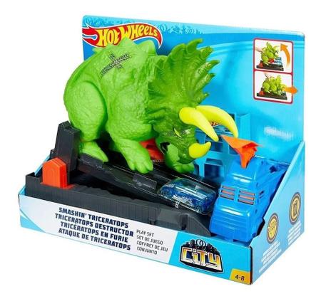 Pista Hot Wheels Dinossauro Triceratops Brinquedo Mattel - Pistas