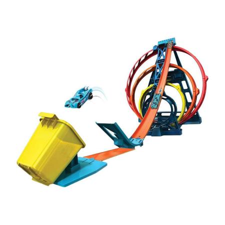 Pista de Percurso e Veículo - Hot Wheels - Track Builder - Looping Dividido  - Mattel