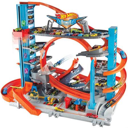 Hot Wheels - Pista de carros de brinquedo com garagem definitiva e