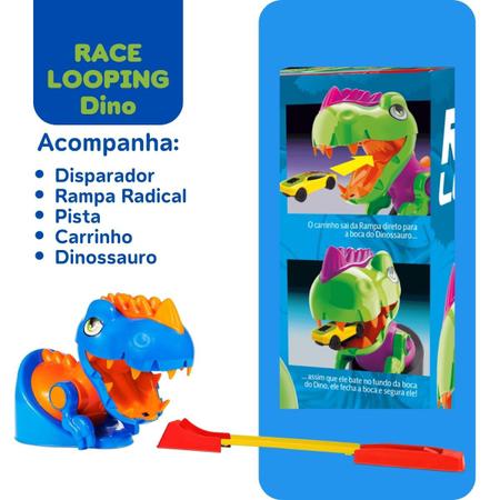 Pista Lançador Brinquedo Infantil Dinossauro Race Looping