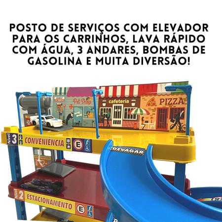 Pista De Carrinhos Posto De Gasolina 3 Andares Infantil Lava