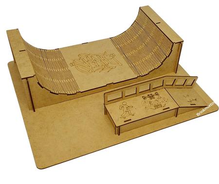 Pista / Rampa Skate Dedo Mdf 43 Cm X 20 Cm Para Brincar