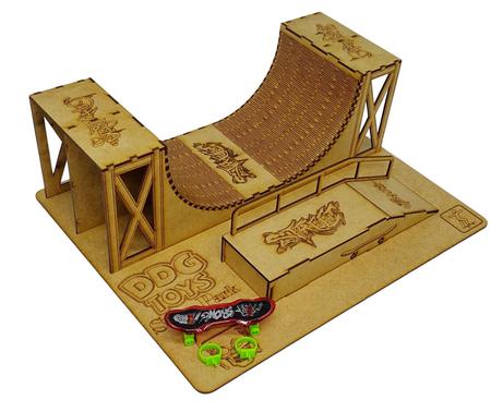 Pista Rampa Skate Dedo Para Brincar Mdf 58x15x18cm - LD Laser