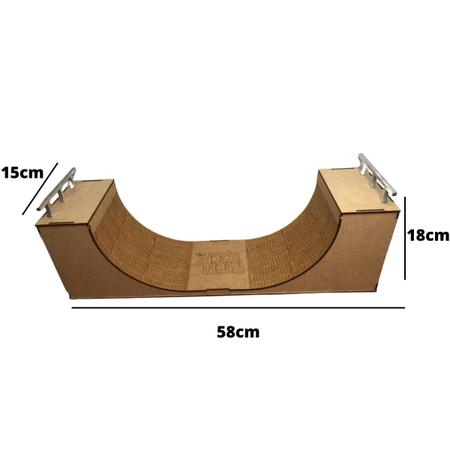 Pista Rampa Skate Dedo Para Brincar Mdf 58x15x18cm - LD Laser