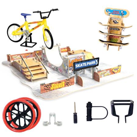 Skate Dedo 3un Mini Brinquedo Radical Com Bicicleta Kit Top