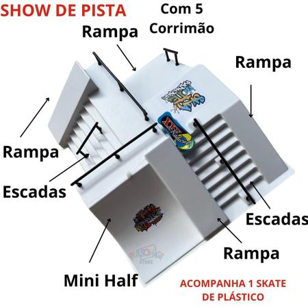 Pista Skate De Dedo Half Rampa Escada Corrimão Profissional no Shoptime