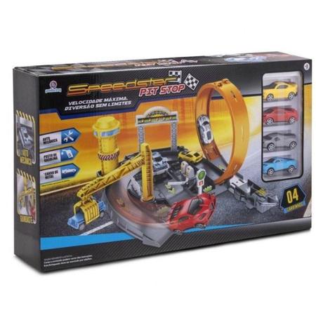 Pista Speedster Pit Stop Com Looping E Carrinho Polibrinq