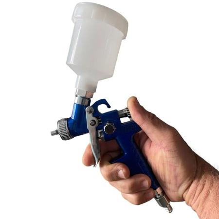 Imagem de Pistola De Pintura Mini HVLP 4580 Por Gravidade Profissional H-2000 Copo 125ml Bico 0.8mm